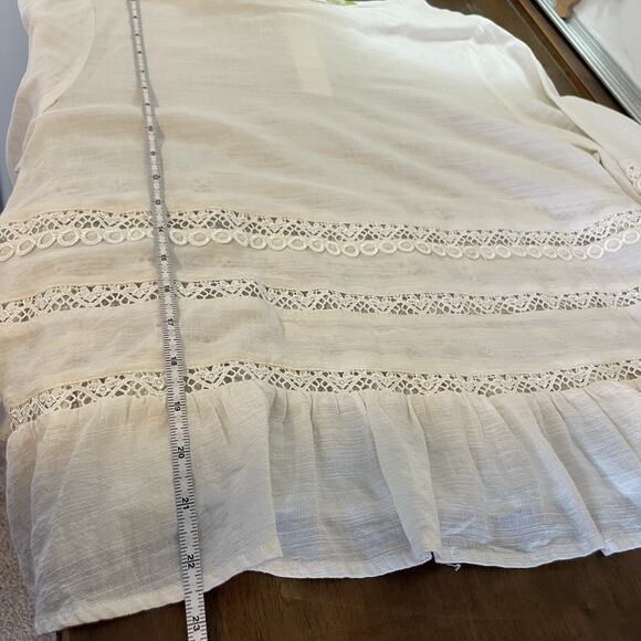 Gianni Bini Women's Blouse Large White Coastal Cowgirl Beach Boho Peasant Top L - Picture 9 of 10